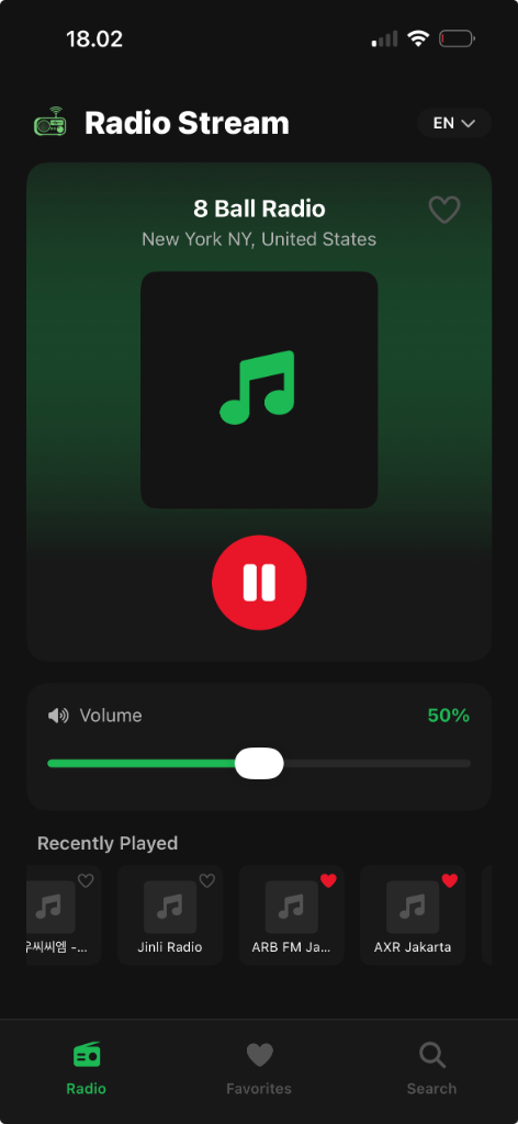 Radio Stream App Interface